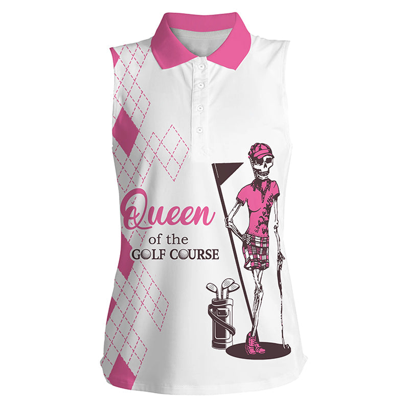 Pink Women''s Sleeveless Polo Shirts Golf Skull Women Of The Golf Course/ Golf Shirt For Women