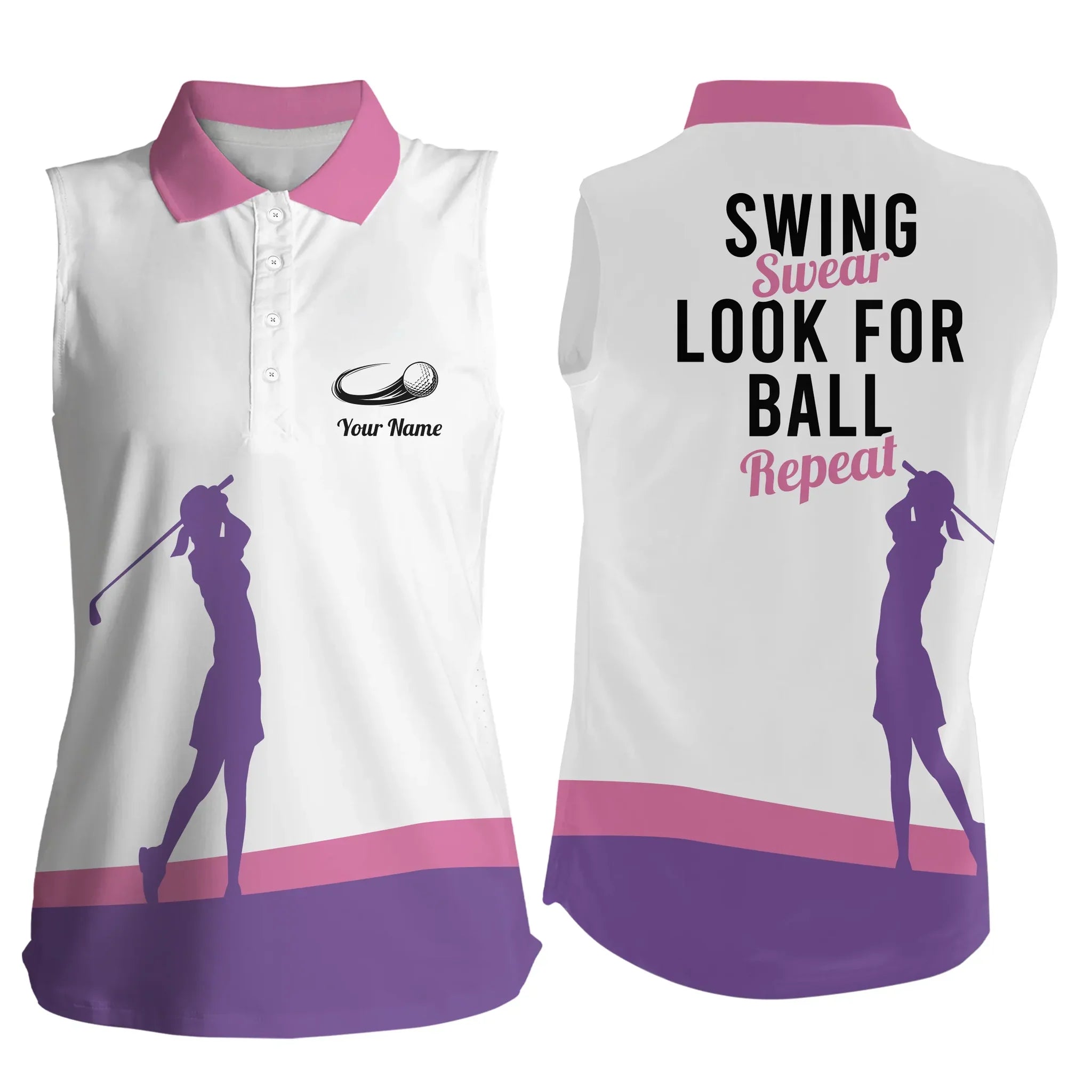 Womens Sleeveless polo shirt swing swear look for ball repeat pink golf shirts custom ladies golf tops
