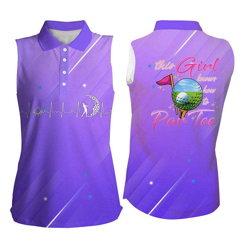 Purple Gradient Women''s Sleeveless Polo Shirt This Girl Knows How To Par Tee/ Golf Gifts For Girl