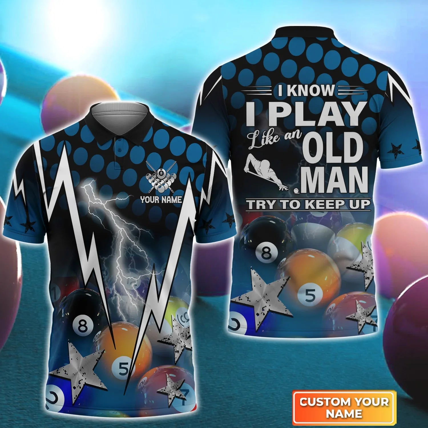I''m Here To Break Your Balls Personalized Name 3D Polo Shirt/ Billiard 3D shirt for men/ Gift For Billiard Players