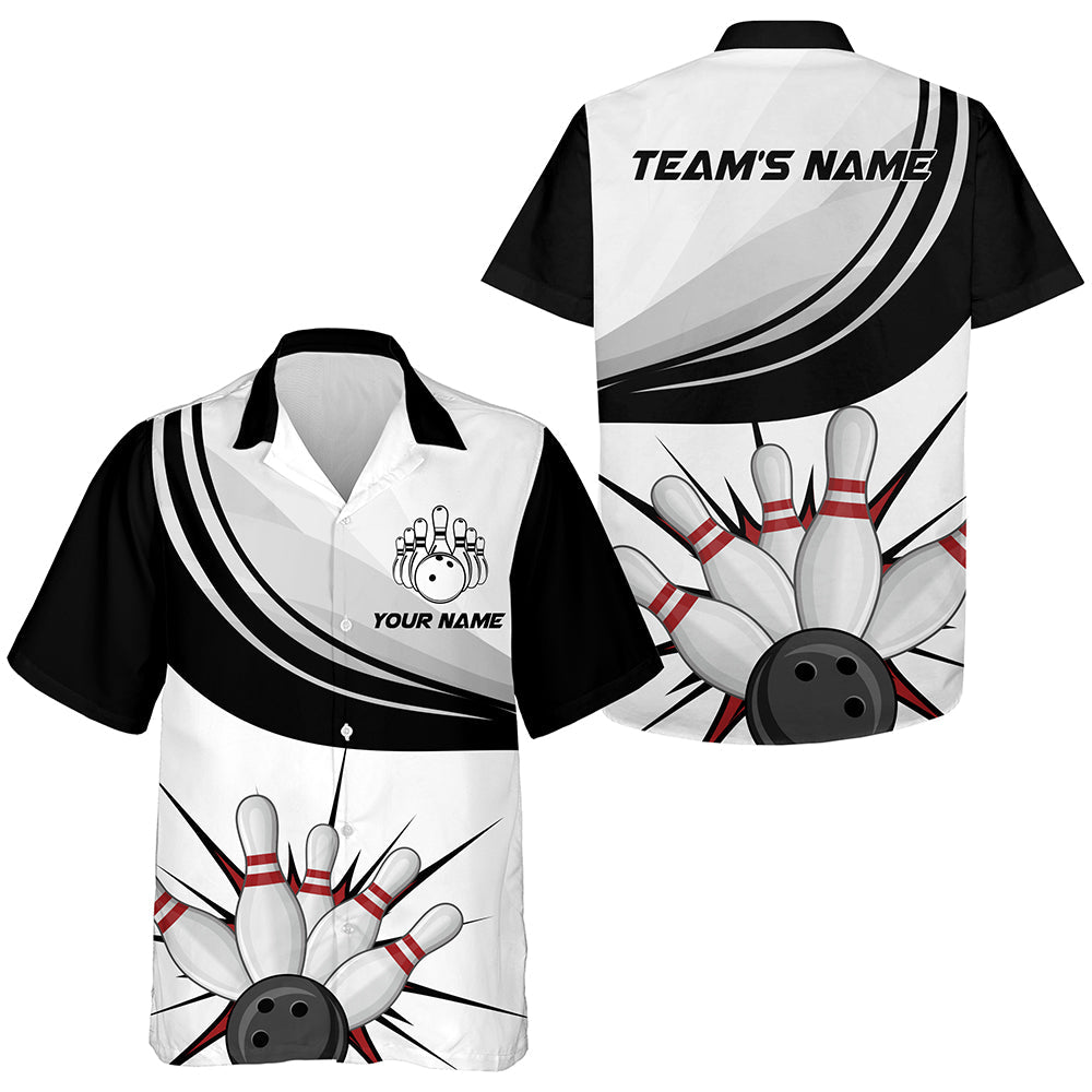 Personalized Hawaiian Bowling Shirt for Men Women/ Custom Team Bowling Short Sleeve Bowlers Jersey