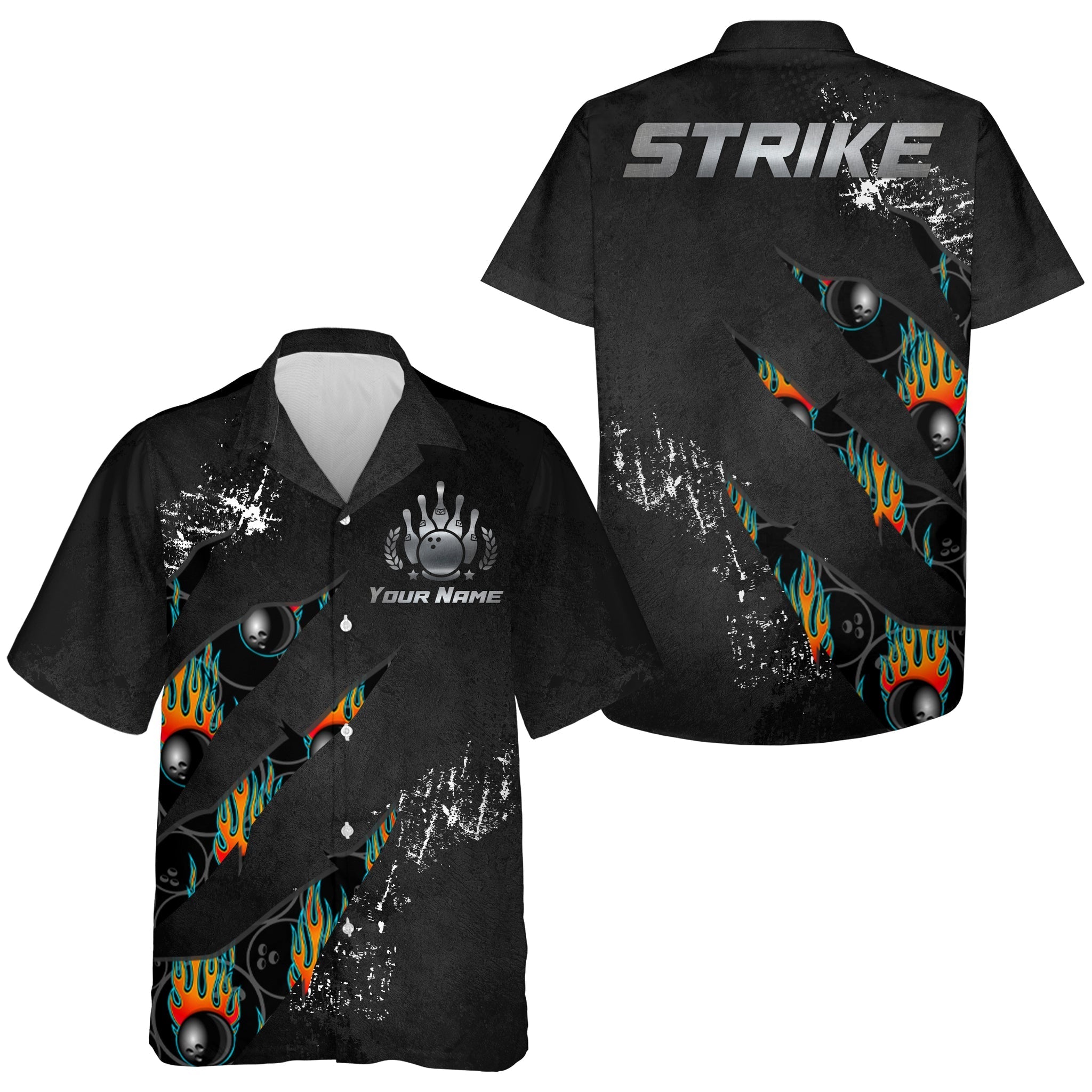 Men Women Custom Hawaiian Bowling Shirt/ Strike Bowlers Jersey Short Sleeve Button-down Cool Shirt