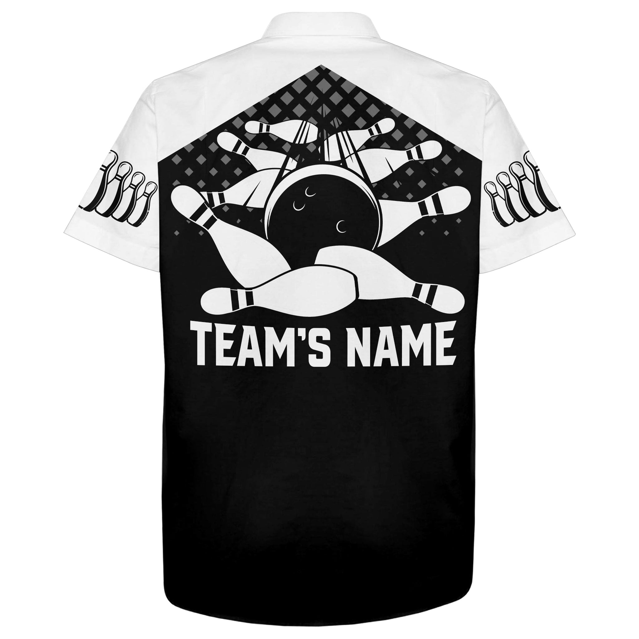 Hawaiian Bowling Shirt For Men Women Custom Bowling Hawaiian Black White Bowling Shirt For Team