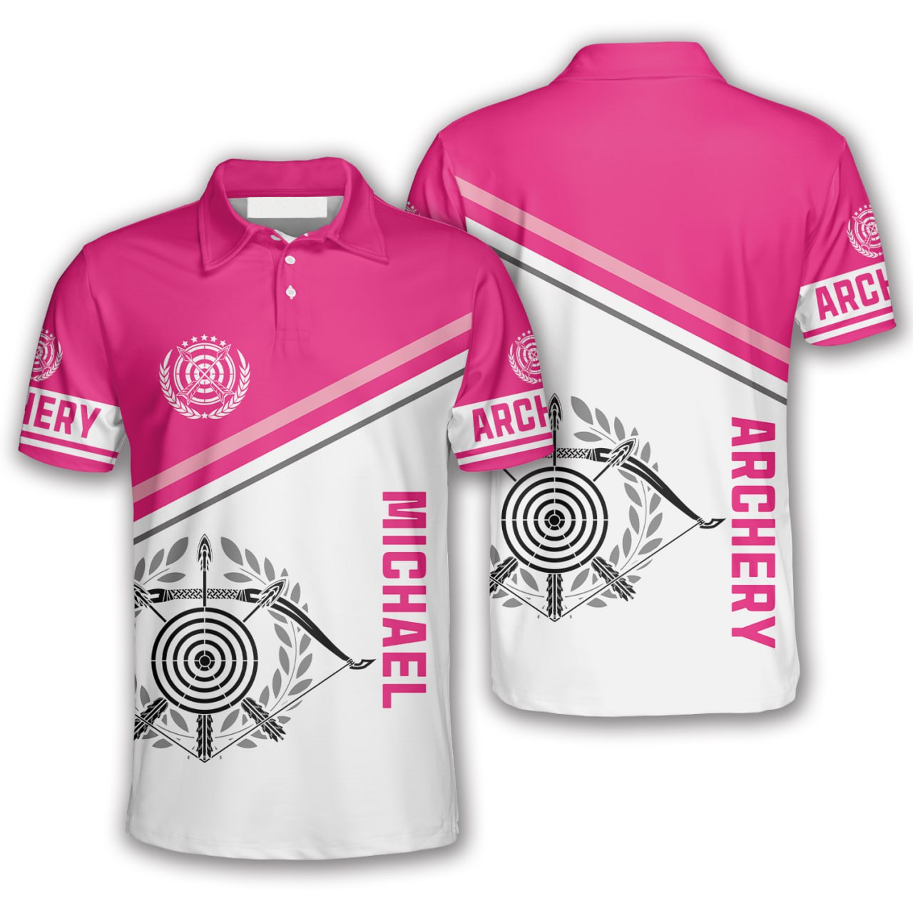 Archery Emblem Pink Version Custom Archery Shirts for Men Women/ Best Gift for Archery Lover