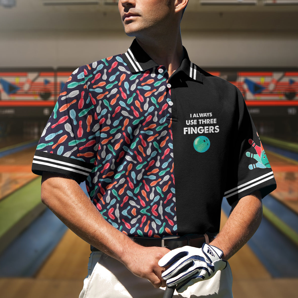 I Always Use Three Fingers Polo Shirt/ Custom Bowling Polo Shirt Design For Men/ 10 Pin Sowling Shirts Coolspod