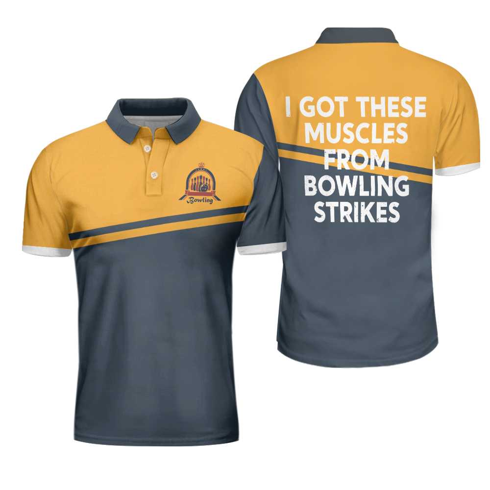 I Got These Muscles From Bowling Strikes Polo Shirt/ Bowling Polo Shirt/ Bowling Shirt For Men Coolspod