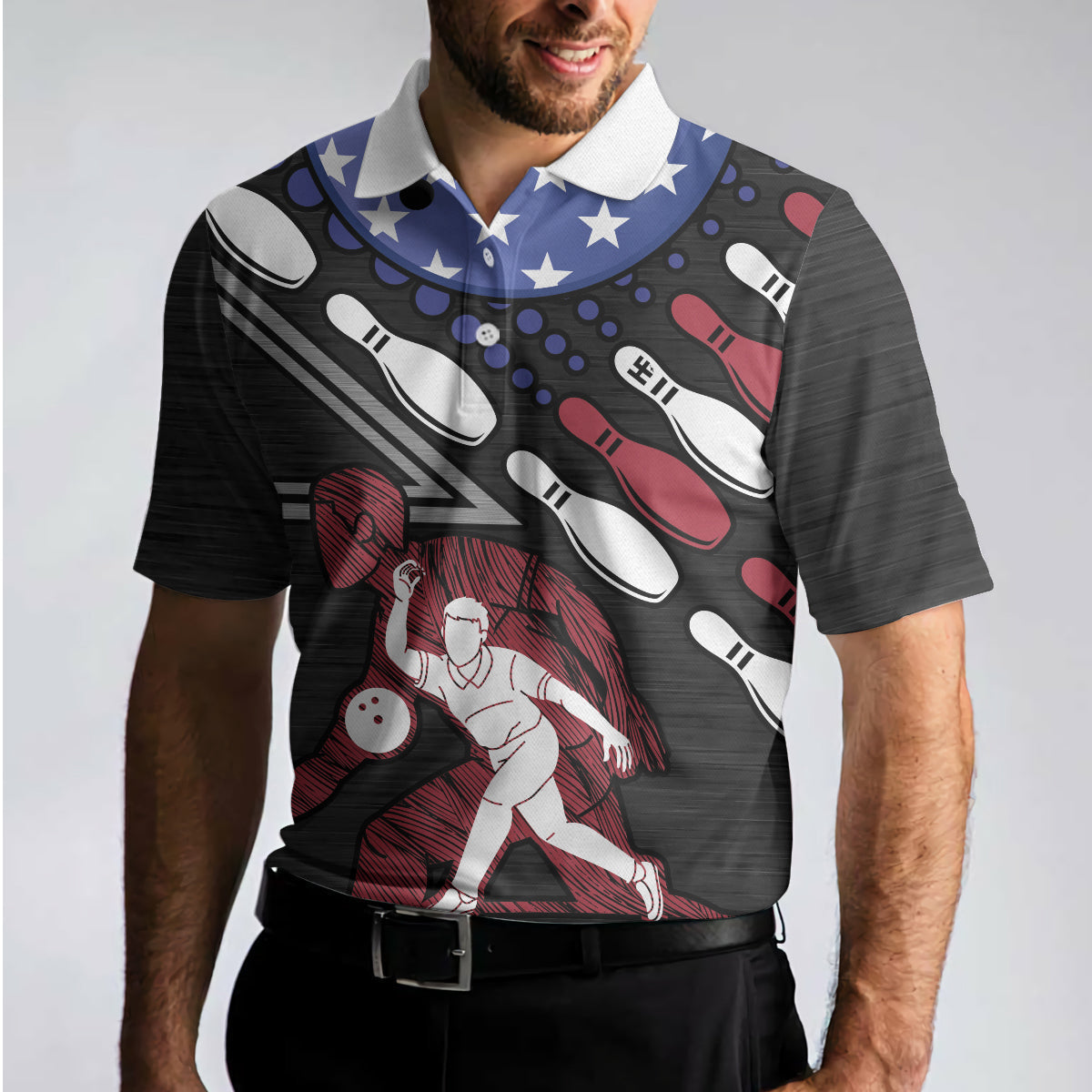 I Play Bowling Because I Like It Not Because I''M Good At It Polo Shirt/ American Flag Bowling Shirt For Men Coolspod