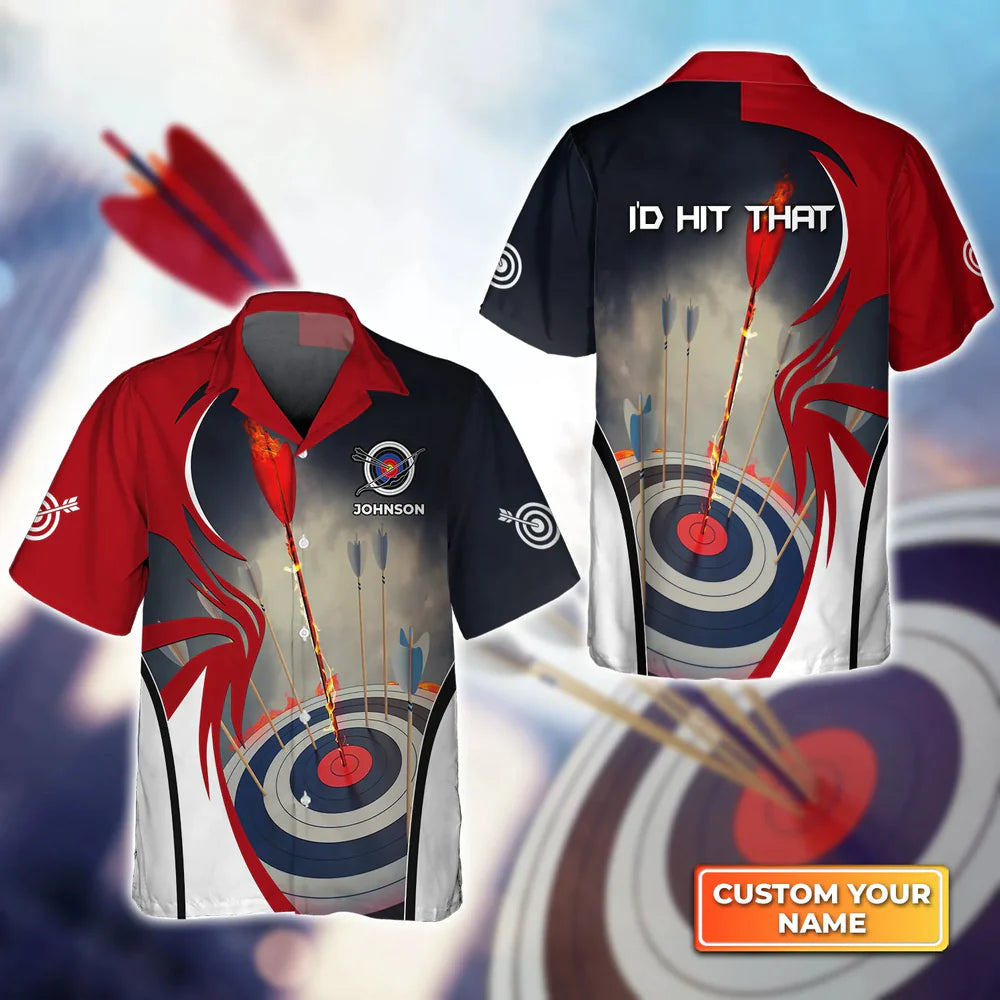I''d Hit That Archery Target On Fire 3D Hawaiian Shirt/ Gift For Archer Sport Lovers/ Gift For Archer