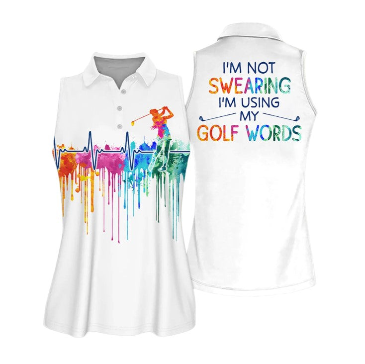 Golf 3D polo shirt for Women/ I''m Not Swearing Funny Golf Sleeveless Polo Shirt