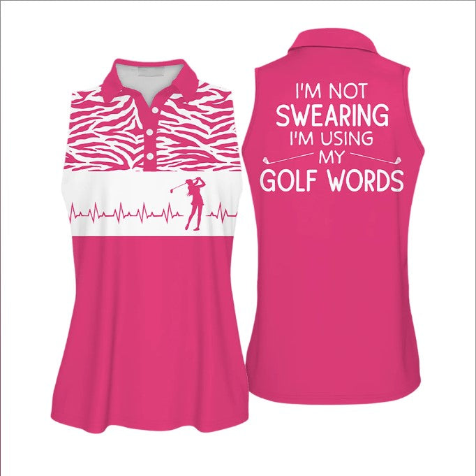 I''m Not Swearing Im Using My Golf Words Colorfun Leopard Golf Polo Shirt For Woman