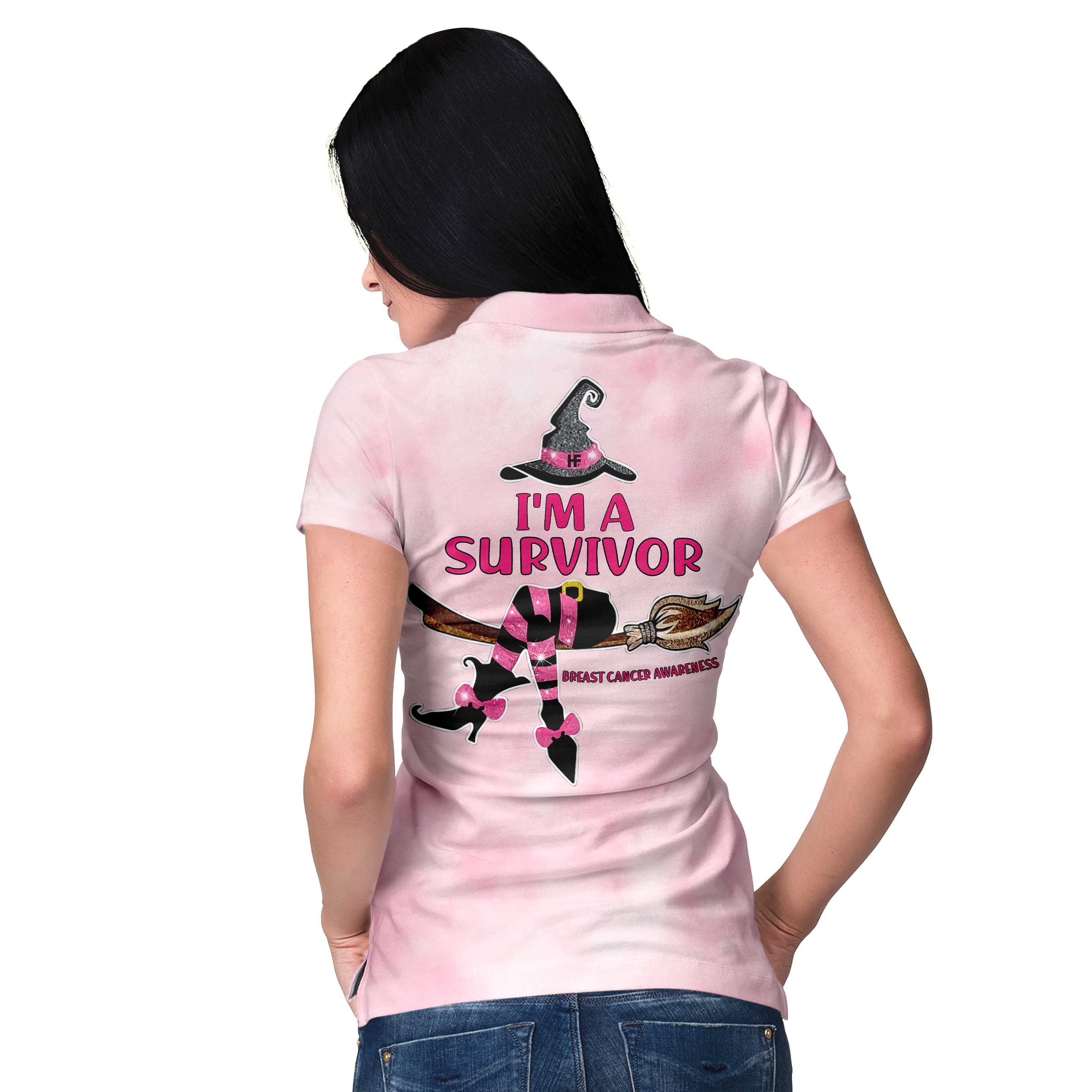 I''M A Survivor Breast Cancer Short Sleeve Women Polo Shirt/ Breast Cancer Awareness Shirt For Ladies Coolspod