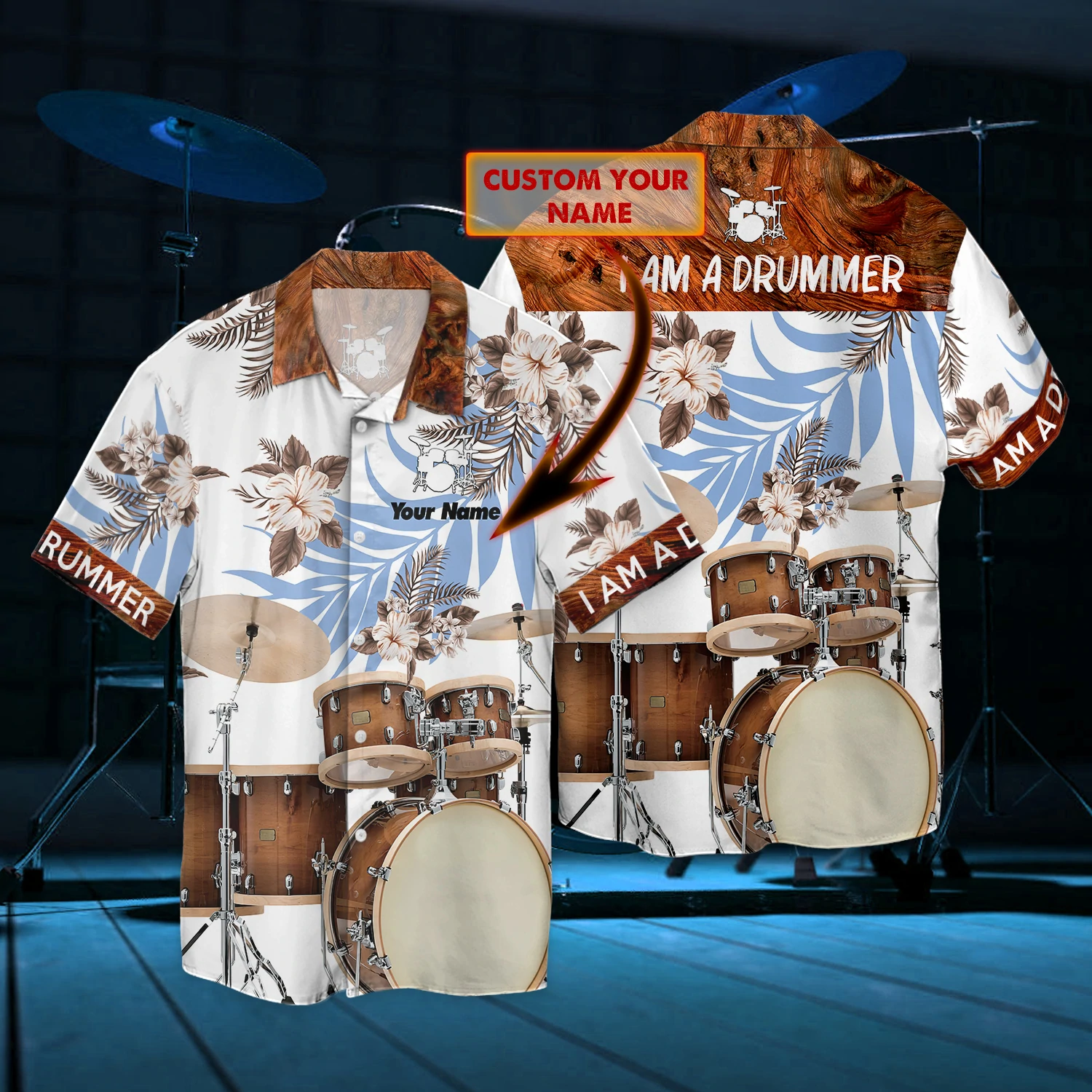I''m a drumer hawaiian shirt - Personalized Name 3D Hawaiian