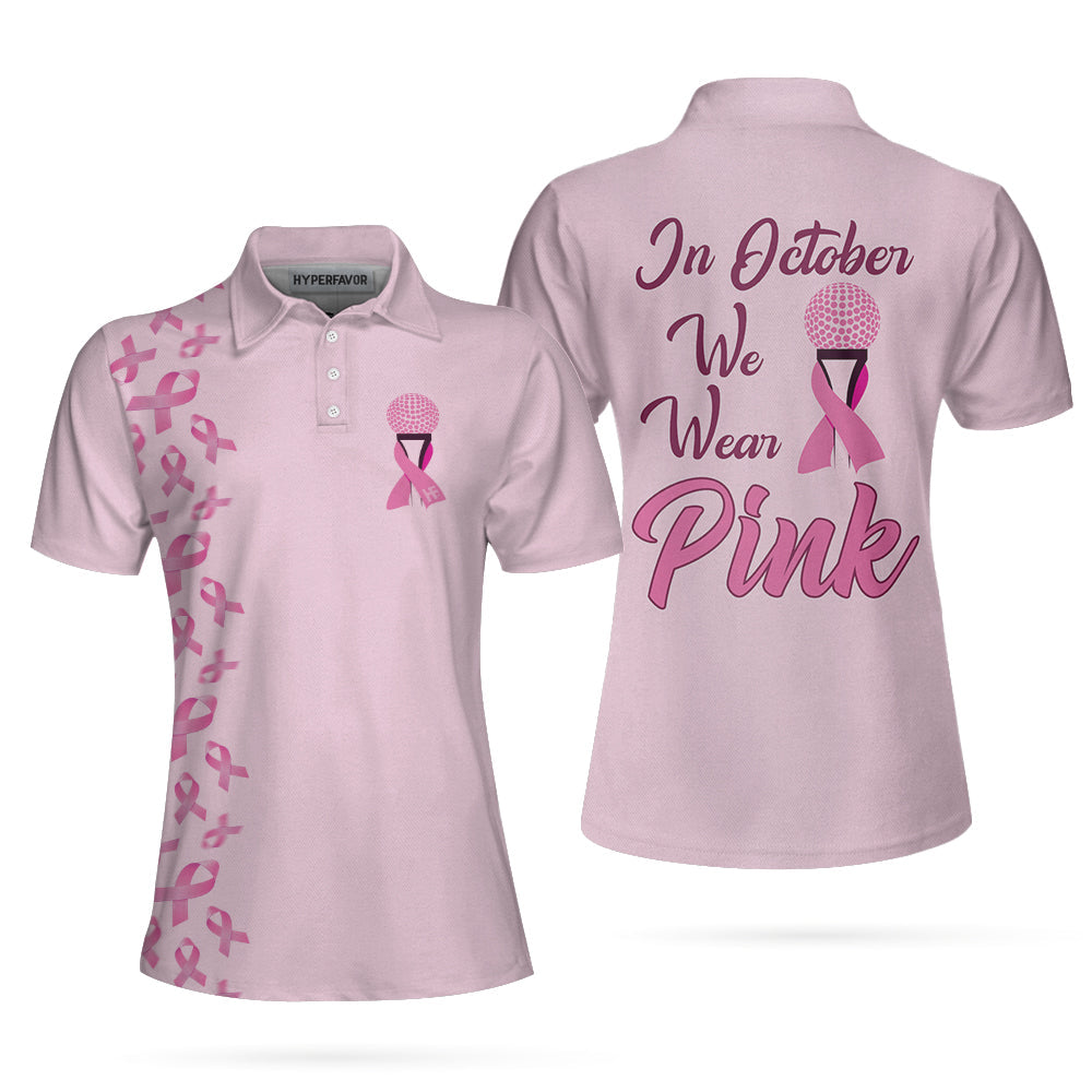 In October We Wear Pink Short Sleeve Women Polo Shirt Coolspod