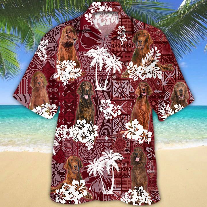 Irish Setter Red Hawaiian Shirt/ Gift for Dog Lover Shirts/ Men''s Hawaiian shirt/ Summer Hawaiian Aloha Shirt