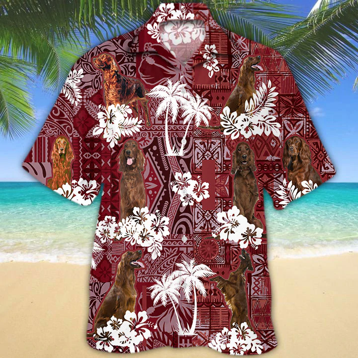 Irish Setter 2 Hawaiian Shirt/ Gift for Dog Lover Shirts/ Men''s Hawaiian shirt/ Summer Hawaiian Aloha Shirt