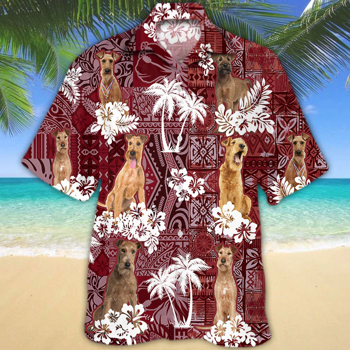 Irish Terrier Red Hawaiian Shirt/ Gift for Dog Lover Shirts/ Men''s Hawaiian shirt/ Summer Hawaiian Aloha Shirt