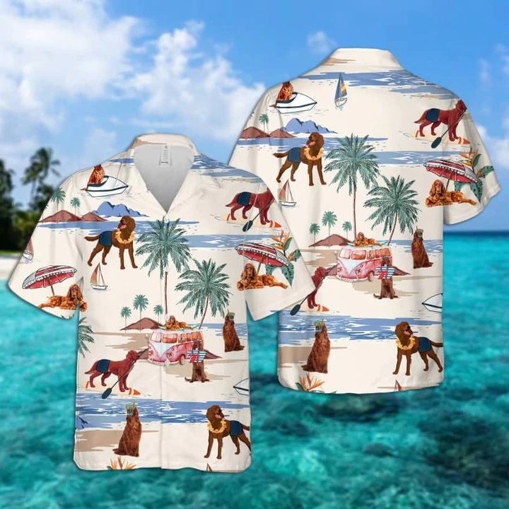 Irish Terrier Summer Beach Hawaiian Shirt/ Hawaiian Shirts for Men Women Short Sleeve Aloha Beach Shirt