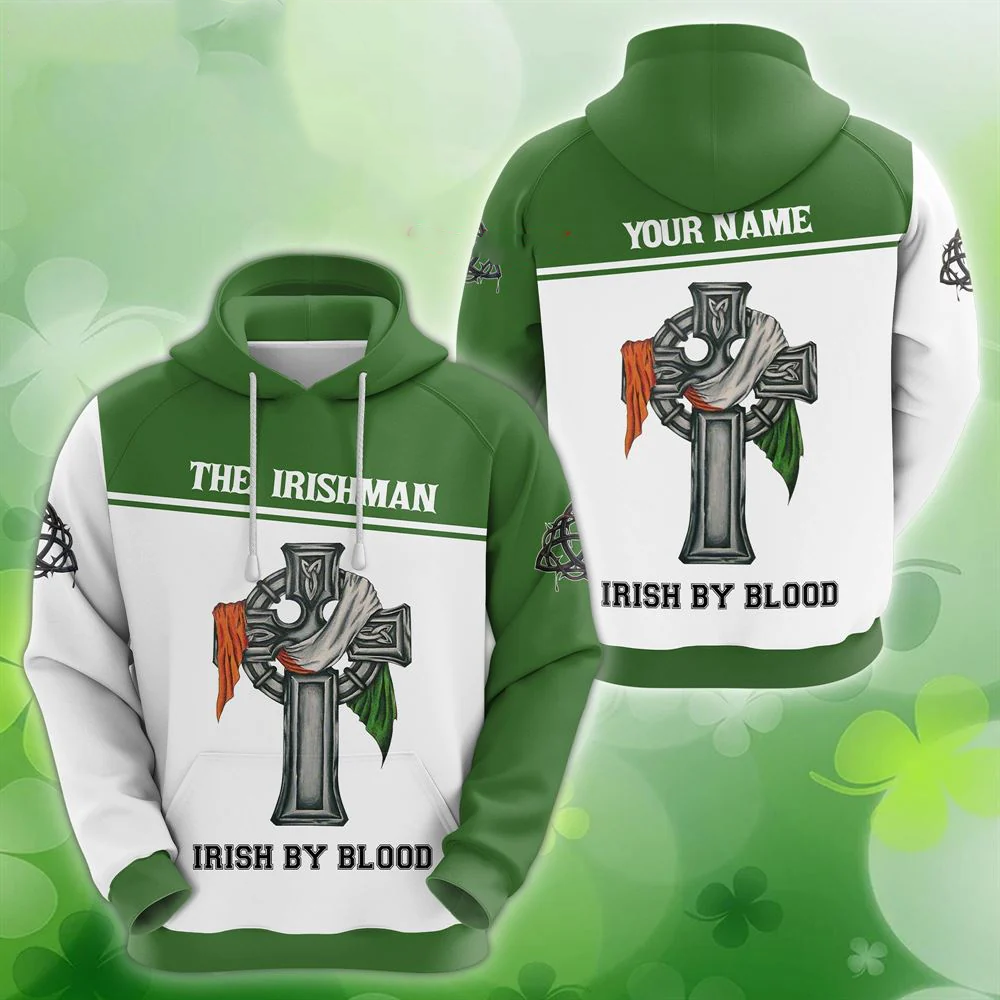 Irish By Blood With Cross Symbols St Patrick''s Day Shirts - Custom All Over Print Shirts
