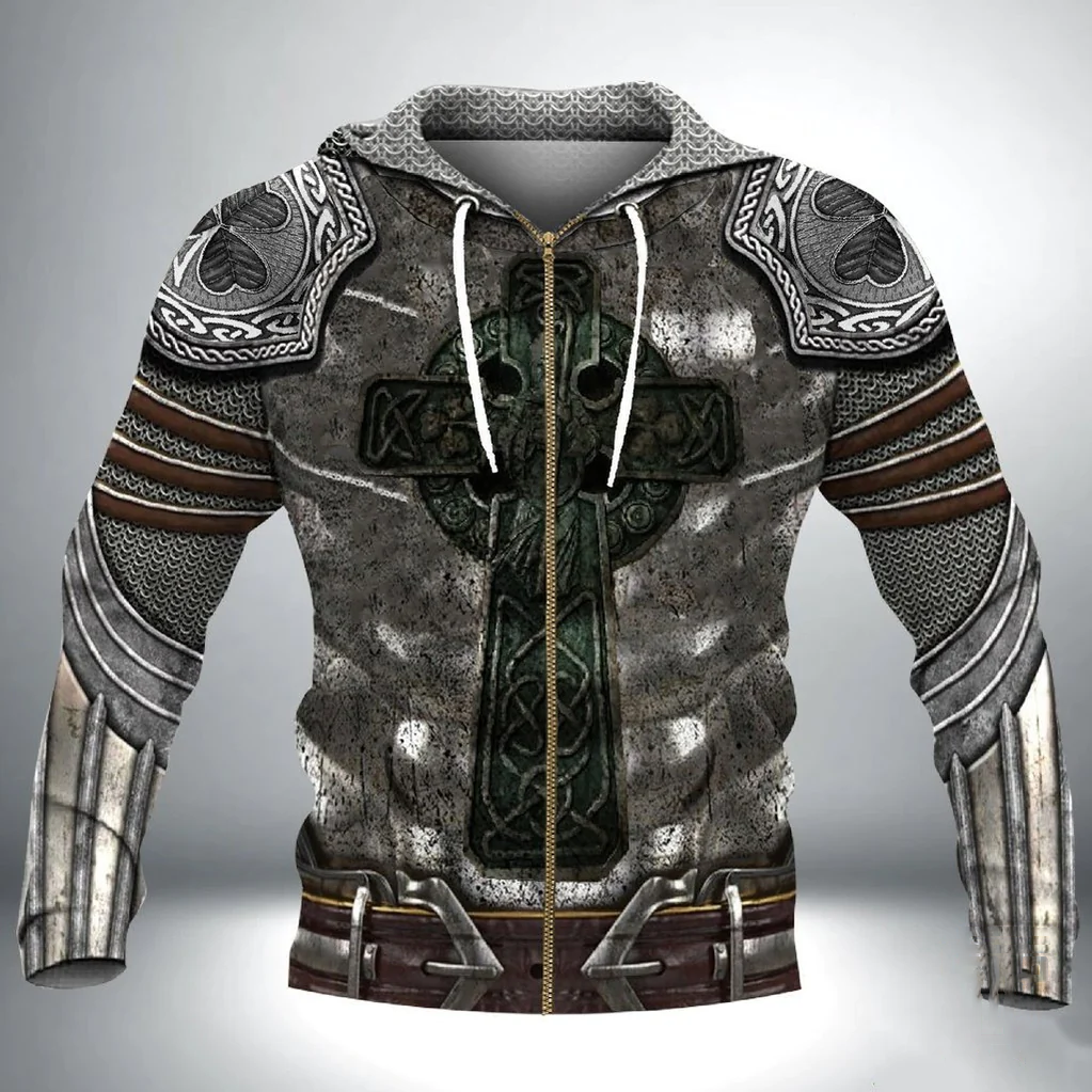 3D All Over Print Celtic Cross Irish Armor Knight Warrior Shirt/ Gift for Irish Man in St Patrick