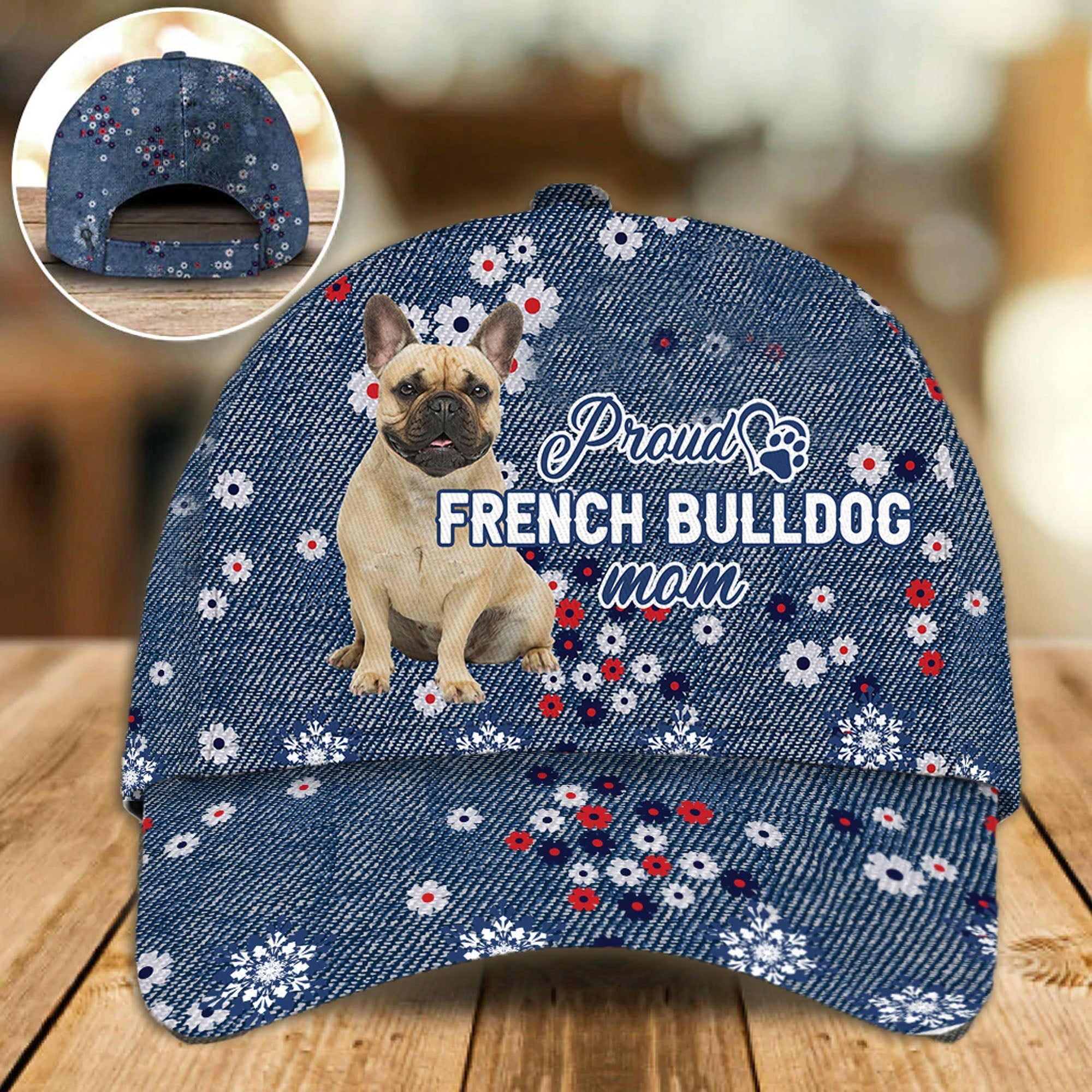 Personalized Baseball Cap With Pet Photo/ French Bulldog Proud Mom Cap Hat For Pet Lover
