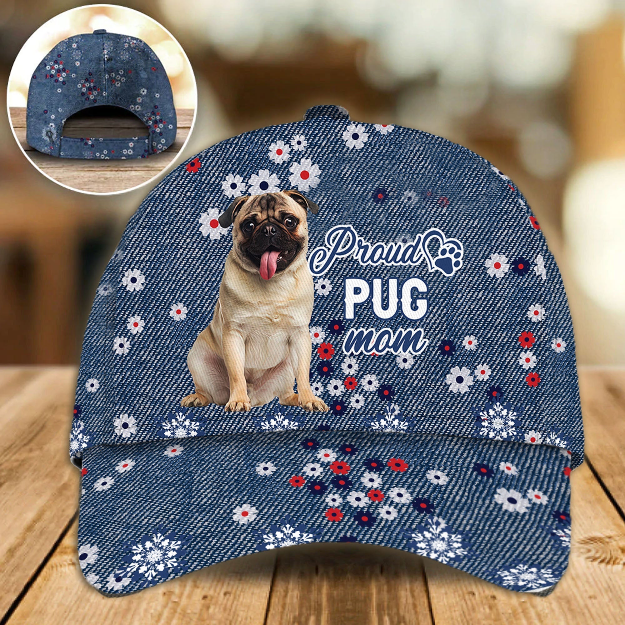 Pug Proud Mom Classic Cap Hat/ Summer Cap Hat For Dog Mom