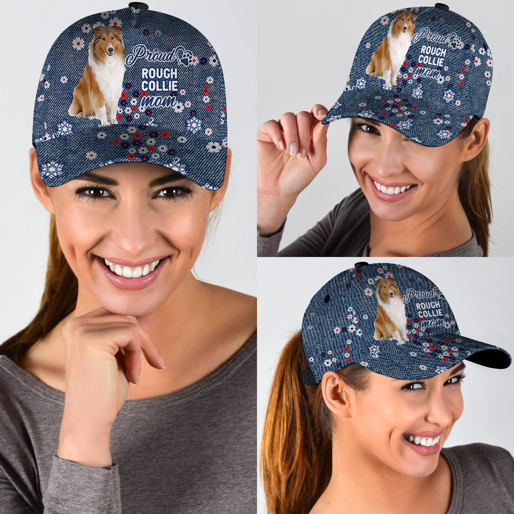 Rough Collie Proud Mom Cap Hat/ Women Cap Hat/ Dog Mom Cap Hat