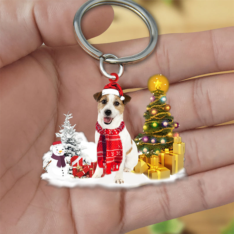Jack Russell Terrier Early Merry Christmas Acrylic Keychain Dog Keychain