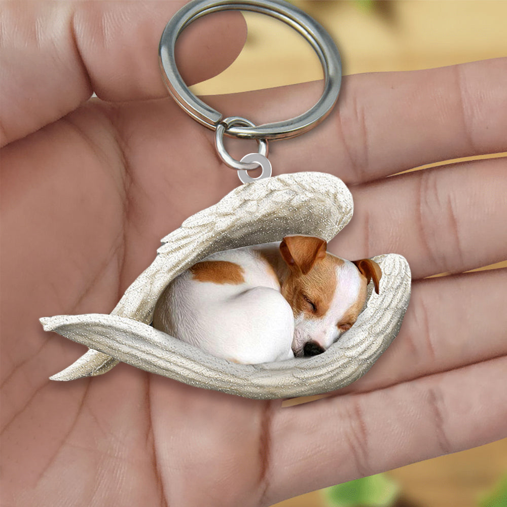 Jack Russell Terrier Sleeping Angel Acrylic Keychain Dog Sleeping keychain