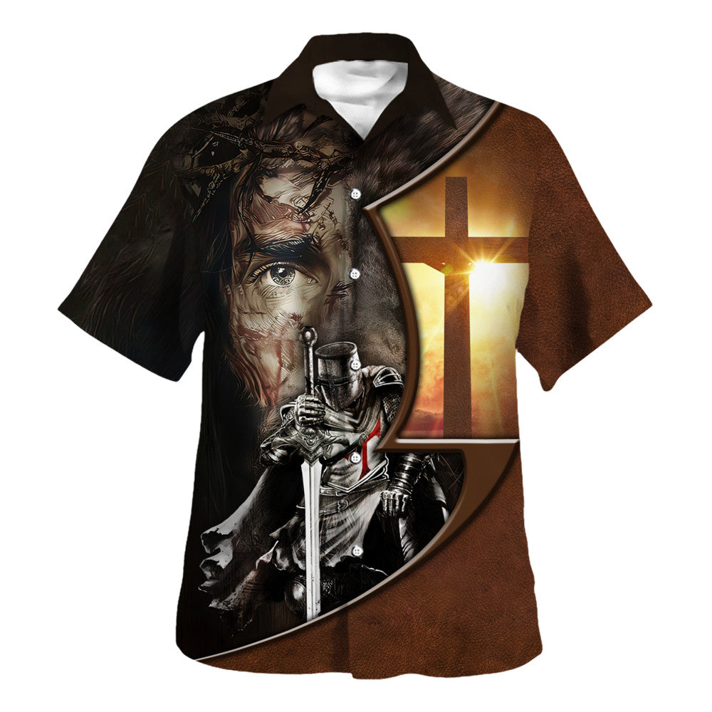 Jesus A Child Of God A Man Of Faith A Warrior Of Christ Hawaiian Shirt - Christian Hawaiian Shirt - Religious Hawaiian Shirts