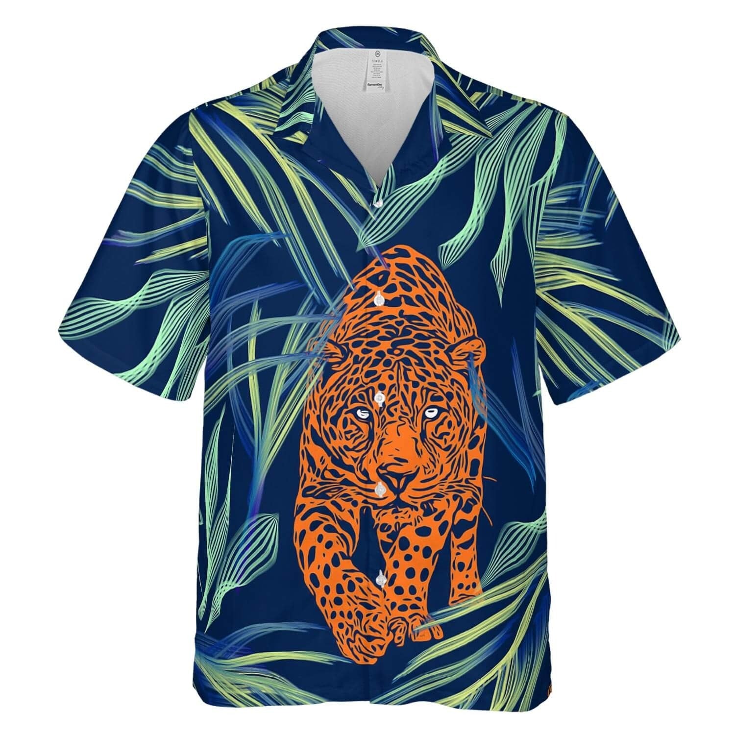 Hawaiian Camp Collar Short Sleeve Button-Down Shirt Jungle Animal