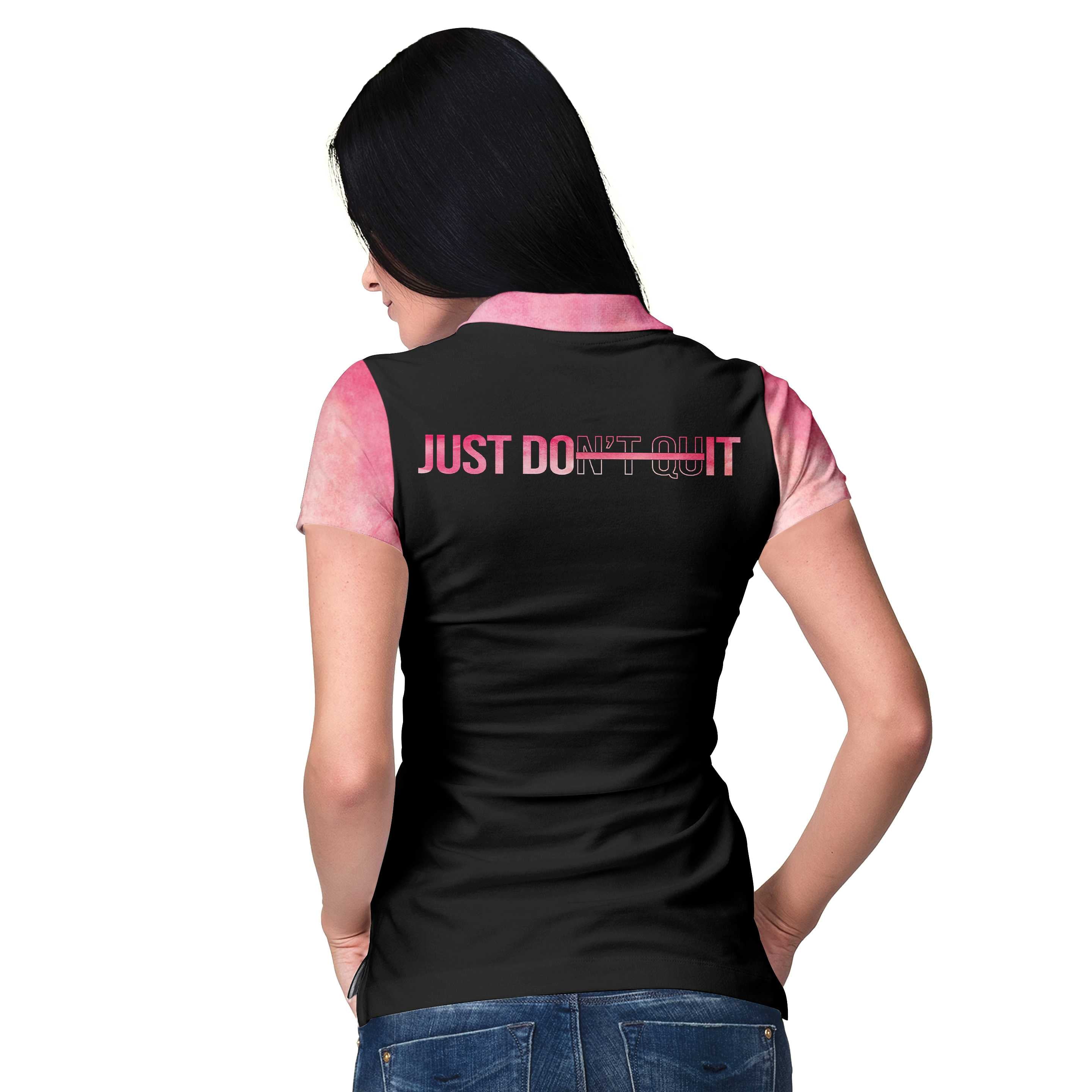 Just Don''T Quit Breast Cancer Awareness Short Sleeve Women Polo Shirt/ Pink Ribbon Polo Shirt For Ladies Coolspod