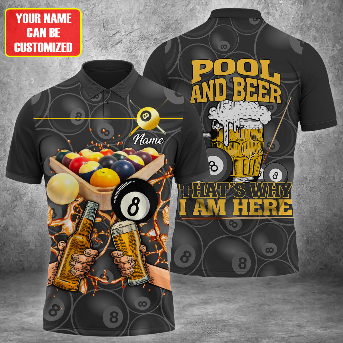 Personalized Billiard Shirt Pool And Beer 3D All Over Print Polo Shirt Gift For Billiard Player Team Uniform