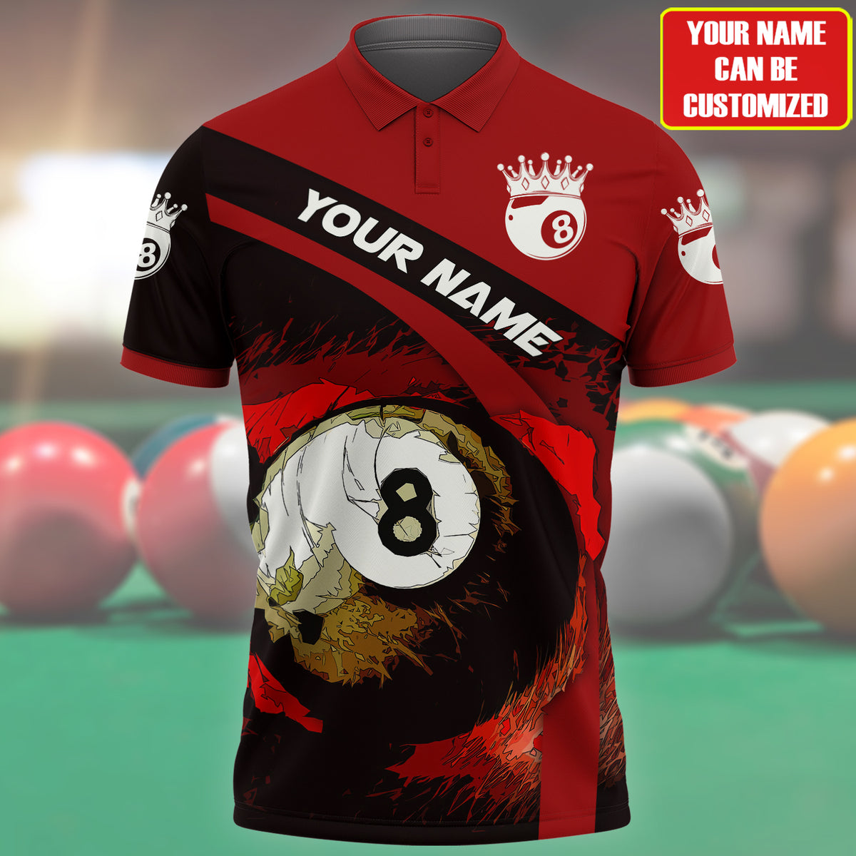 Personalized Name King of Billiard Unisex Shirt for Men Women/ Billiard Polo Shirt