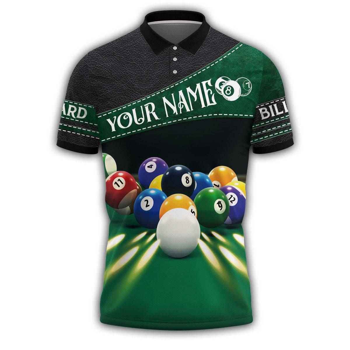 Custom Your Name Leather Billiard Polo Shirt/ Best Personalized Billiard Shirt for Men Women