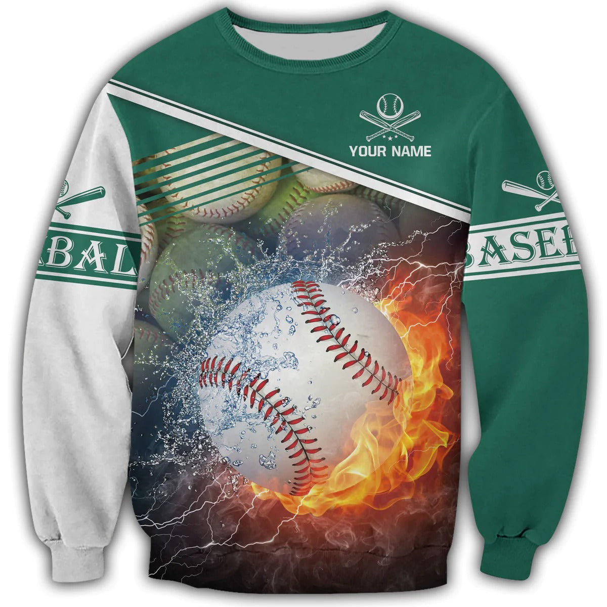 Customized 3D All Over Printed Baseball Shirt Fire Ball Pattern/ Baseball Hoodie/ To My Son Baseball Player