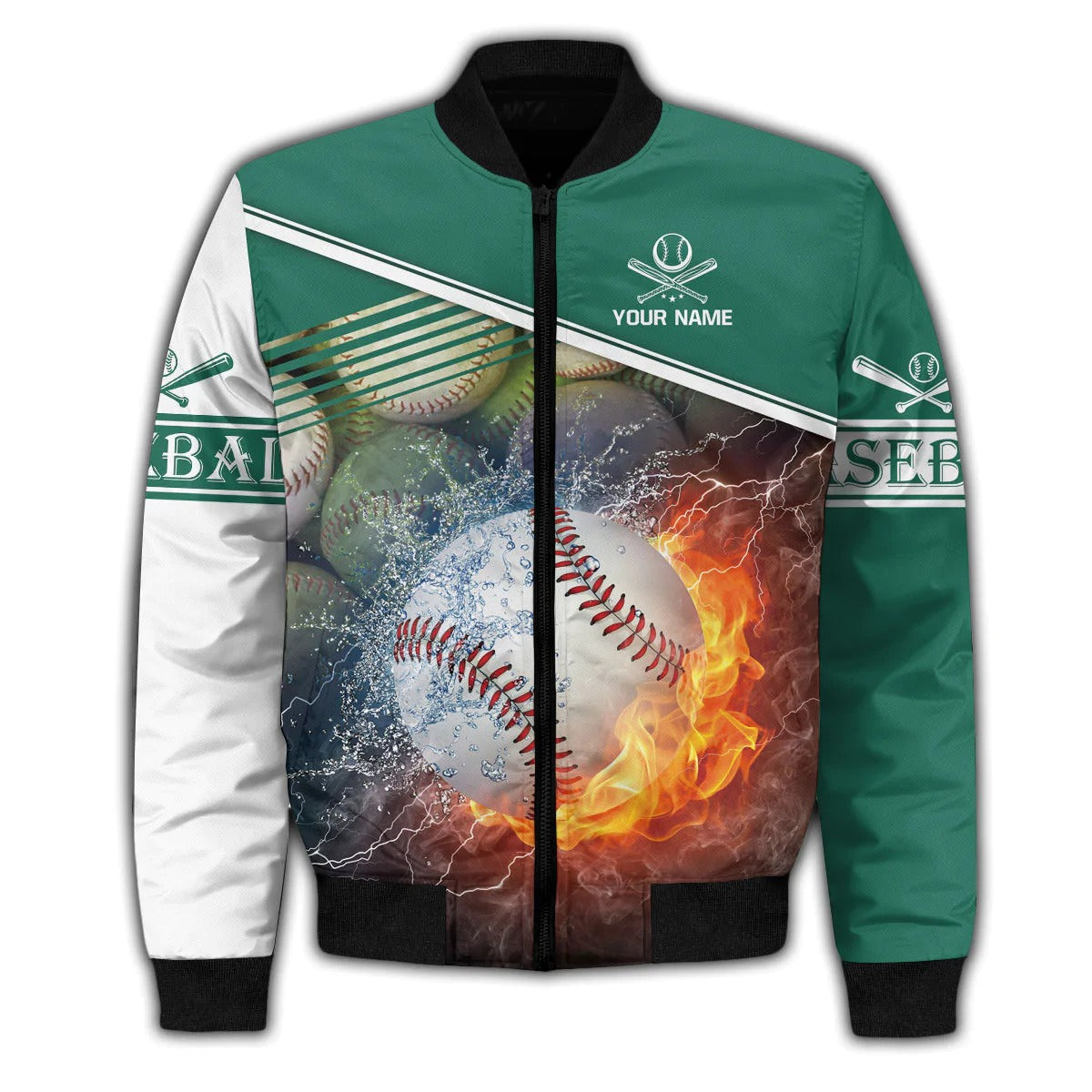 Customized 3D All Over Printed Baseball Shirt Fire Ball Pattern/ Baseball Hoodie/ To My Son Baseball Player