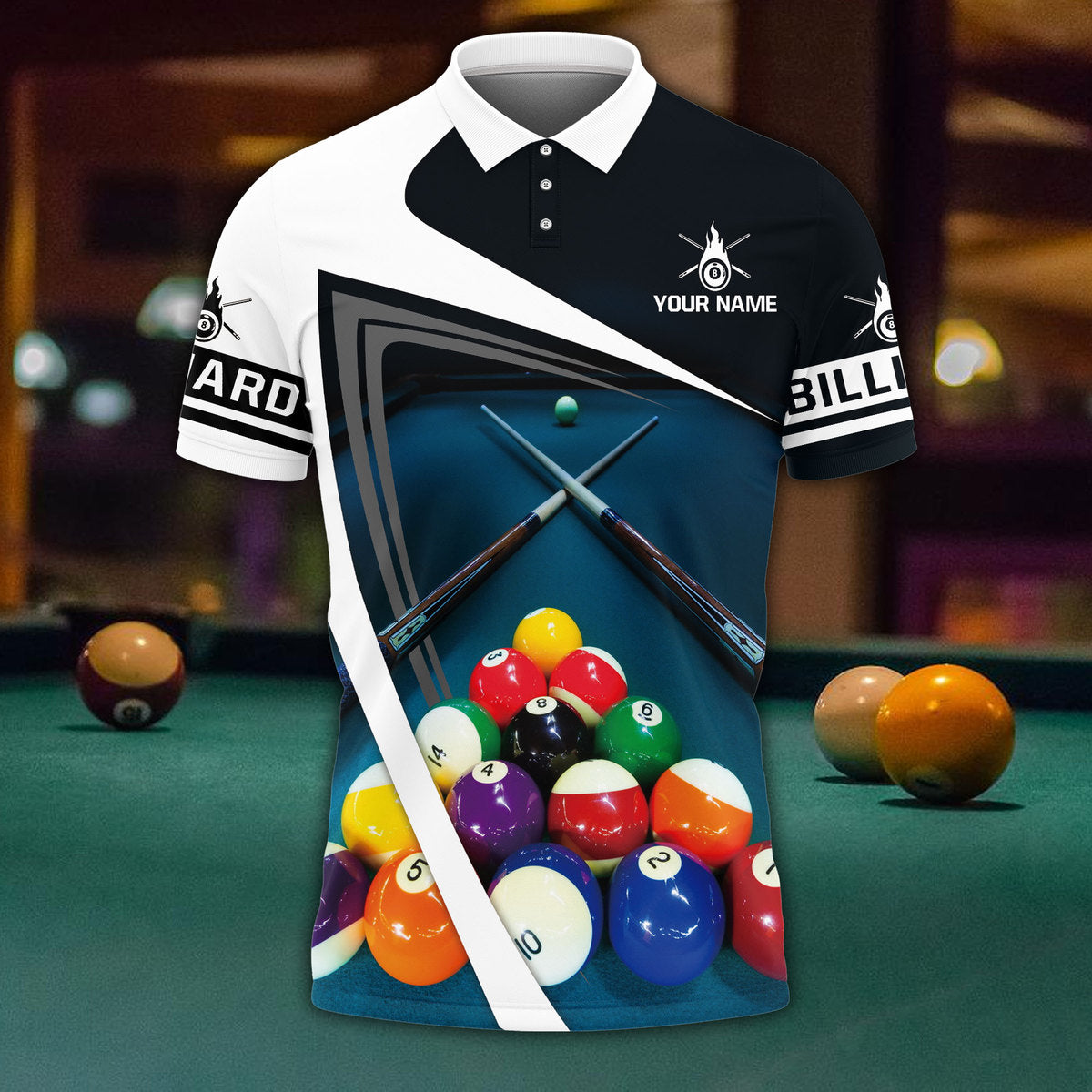 Personalized Name Billiard Polo Shirt Men Women/ Billiard 3D Shirt/ Billiard Team Uniform/ Billiard Lover Gift