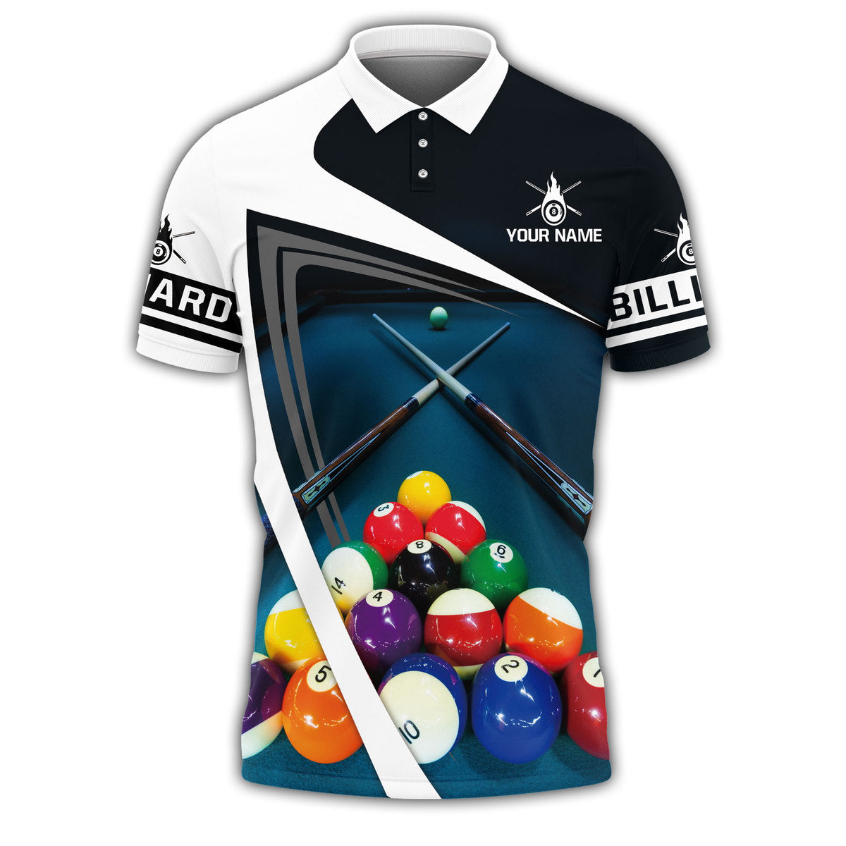 Personalized Name Billiard Polo Shirt Men Women/ Billiard 3D Shirt/ Billiard Team Uniform/ Billiard Lover Gift