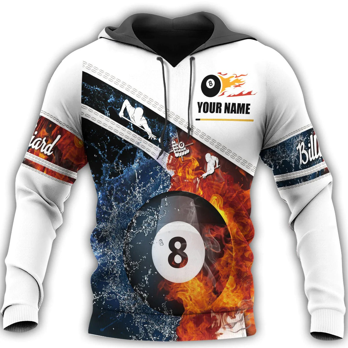 Custom Name Billiard 3D Shirt Uniform/ Billiard Fire Hoode All Over Print/ Billiard Team Uniform