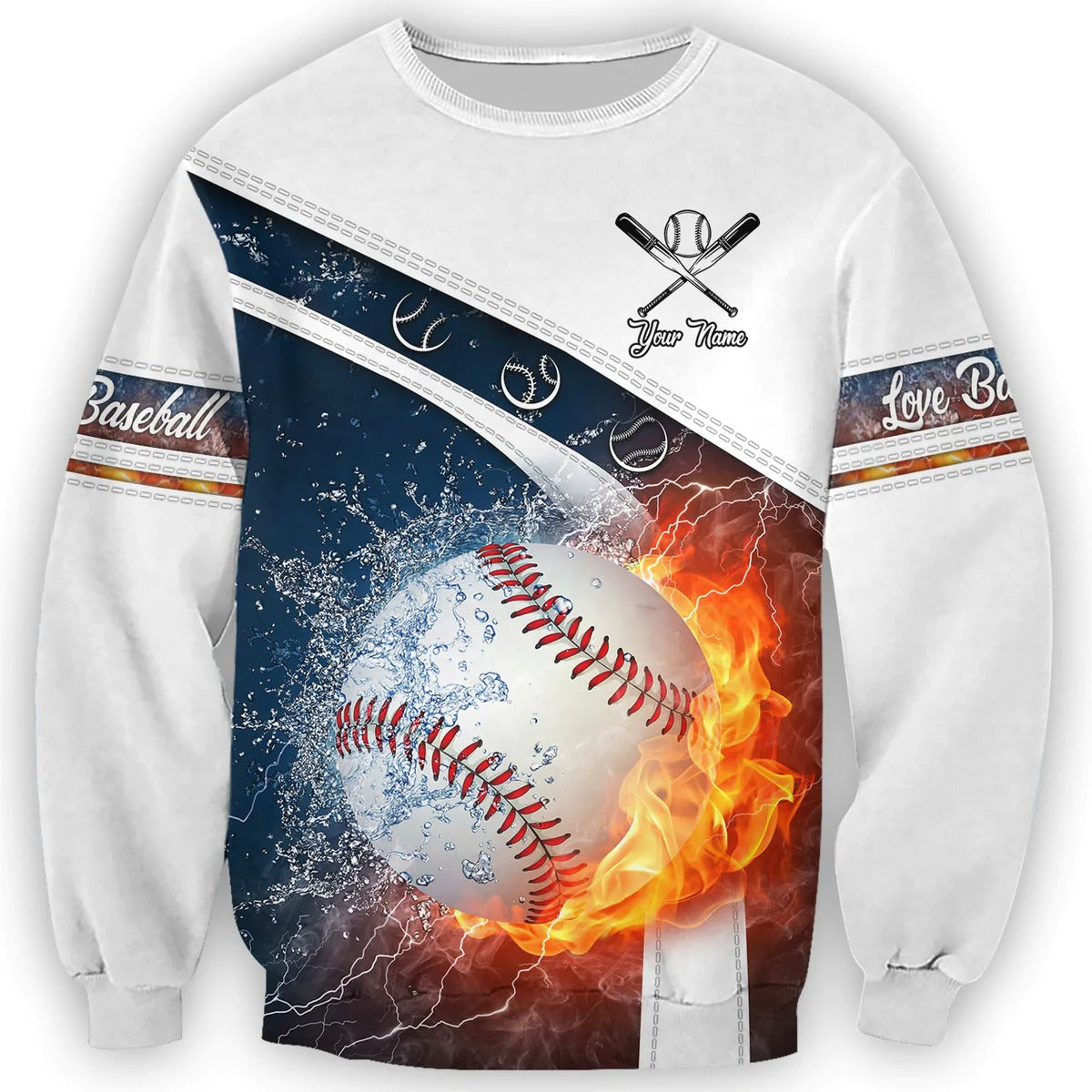 Custom Zip Hoodie Fire Baseball Pattern/ Strike Baseball 3D Tee Shirt/ Baseball Lover Gifts