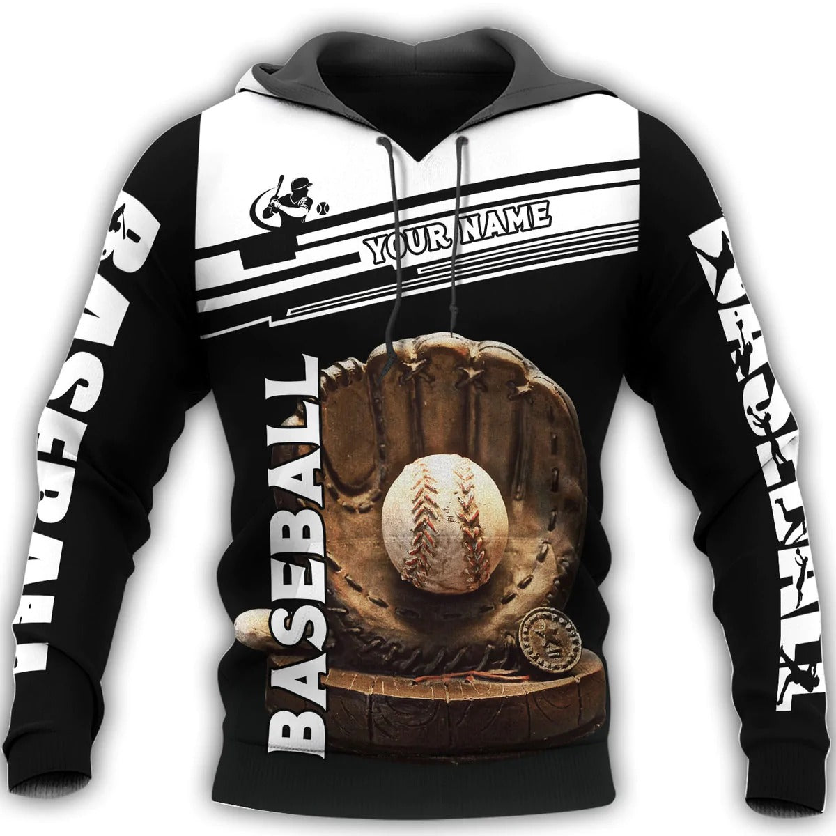 Custom Name Baseball 3D Tee Shirt For Men Women/ Baseball Pattern Hoodie/ Winter Baseball Player Gift
