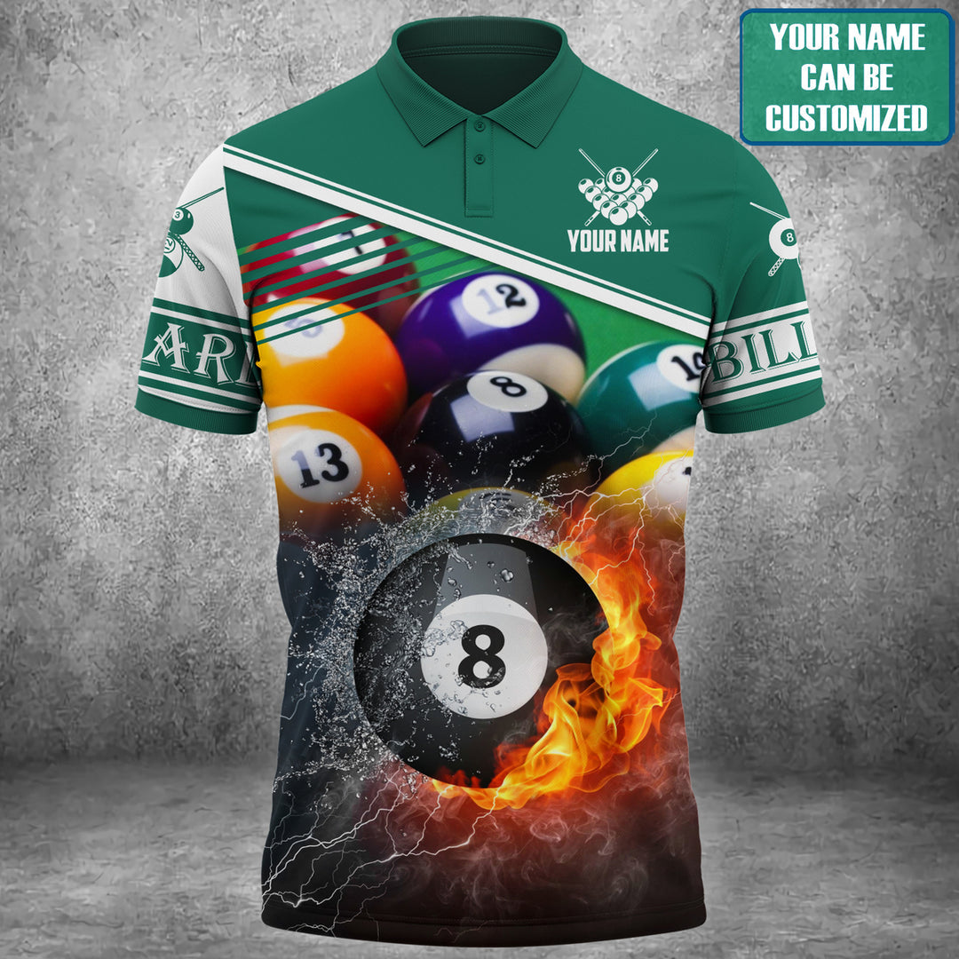 Custom Name Billiard Shirt/ Billiard Fire Colorful Polo Shirt/ Billiard Team Uniform/ Gift For Billiard Player