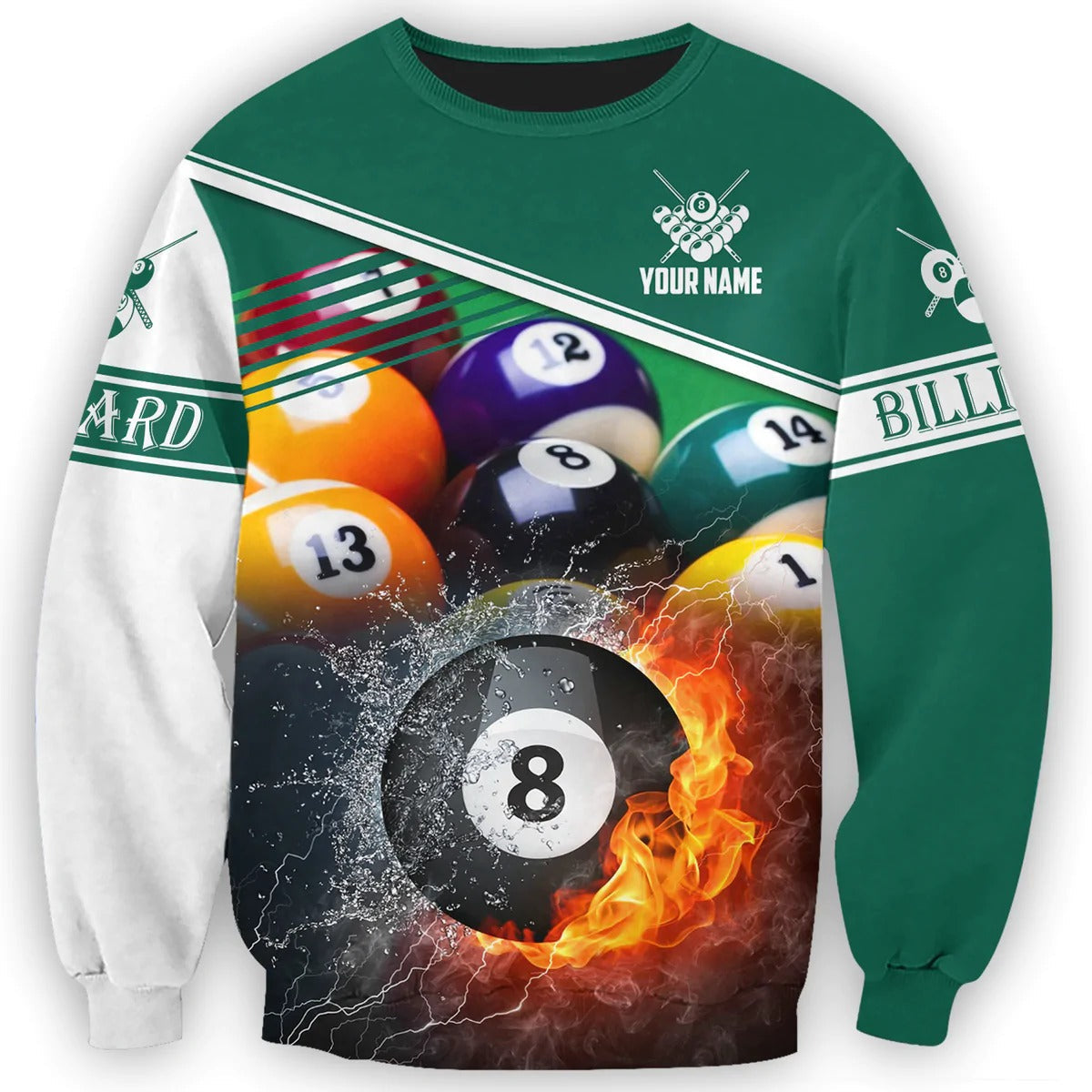 Custom Name Billiard Shirt/ Billiard Fire Colorful Hoodies/ Billiard Team Uniform/ Gift For Billiard Player