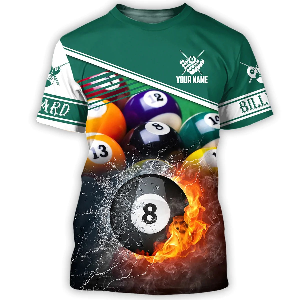 Custom Name Billiard Shirt/ Billiard Fire Colorful Hoodies/ Billiard Team Uniform/ Gift For Billiard Player