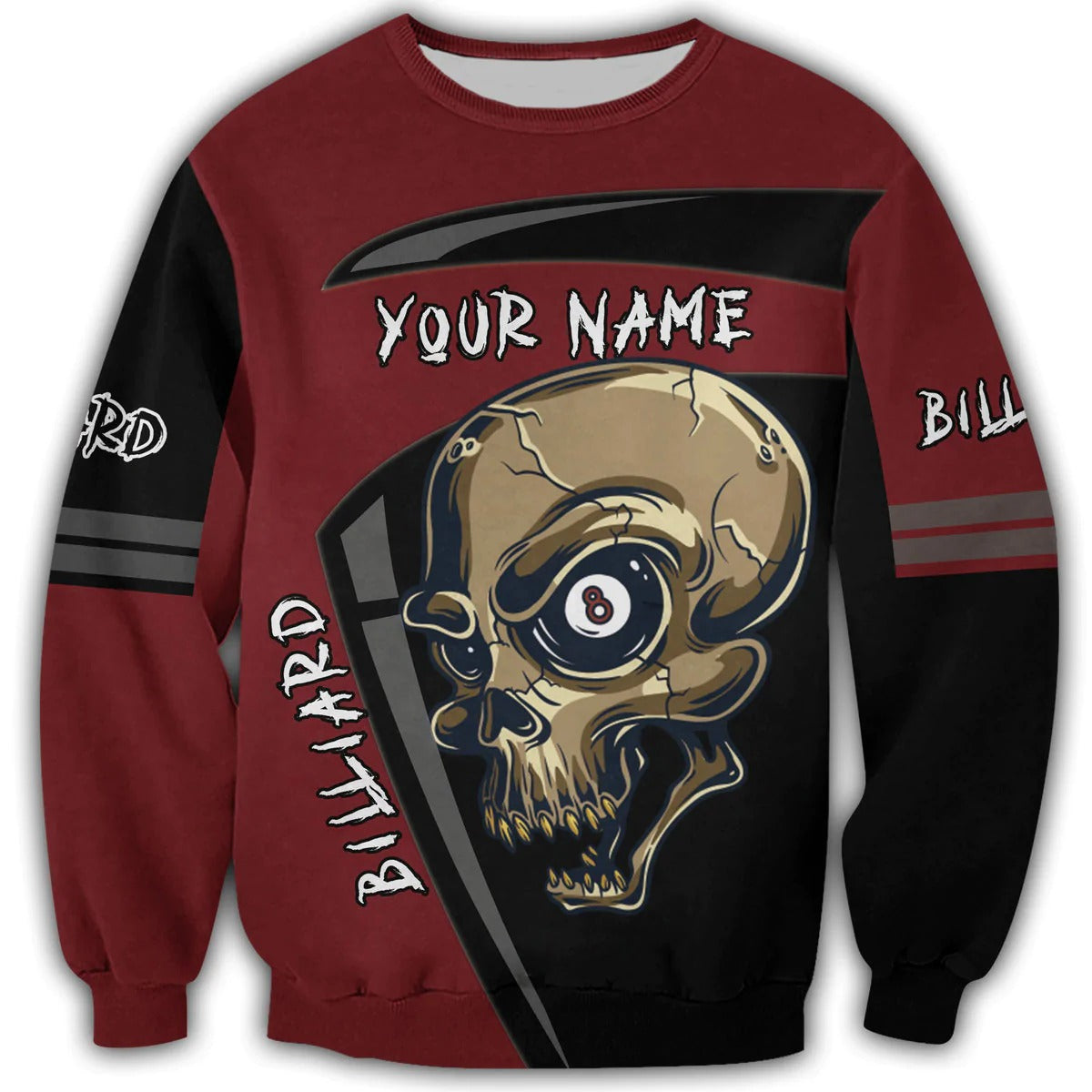 Custom Name 3D Skull Billiard Shirt Men/ Billiard Hoodie Skull Pattern/ Billiard Club Shirts