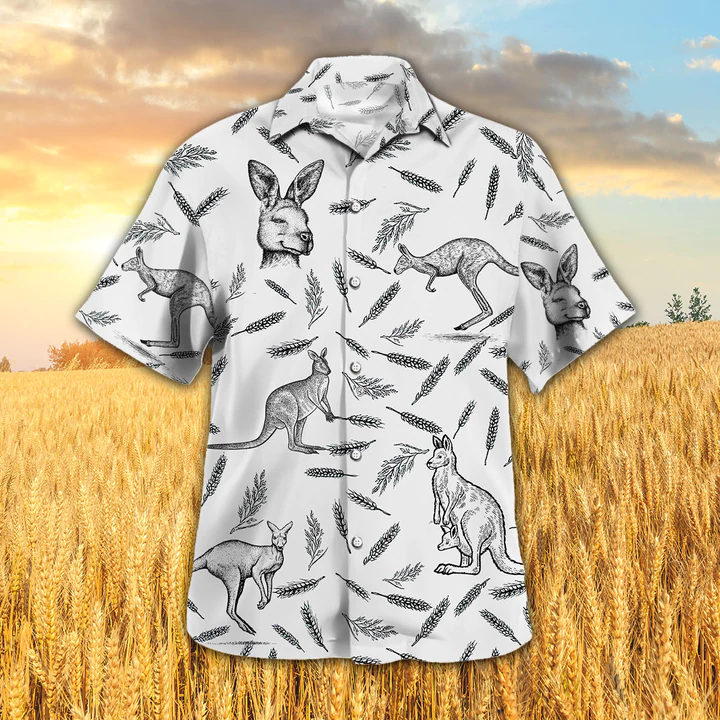 Kangaroo Pattern - Hawaiian Shirt/ Kangaroo Aloha Shirts/ Gift for Kangaroo lovers