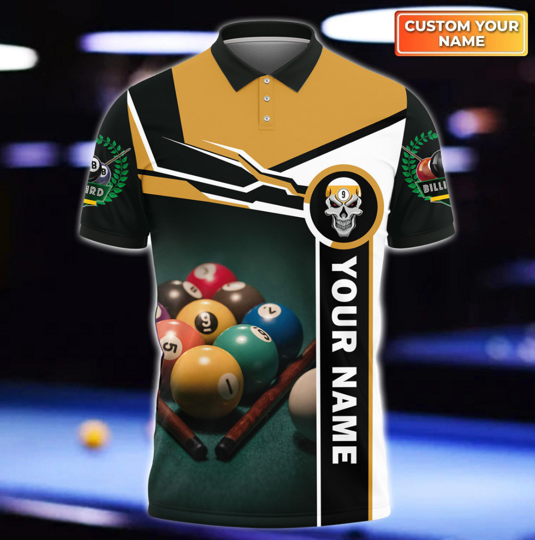 Personalized Name Billiard Coolest All Over Printed Unisex Polo Shirt