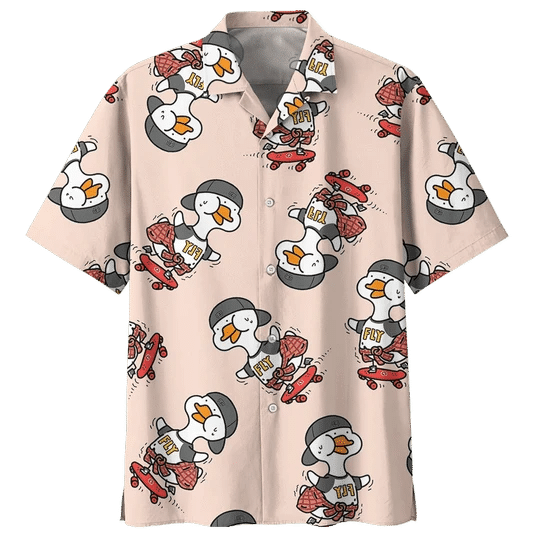 Kawaii Duck Background Design Hawaiian Shirt