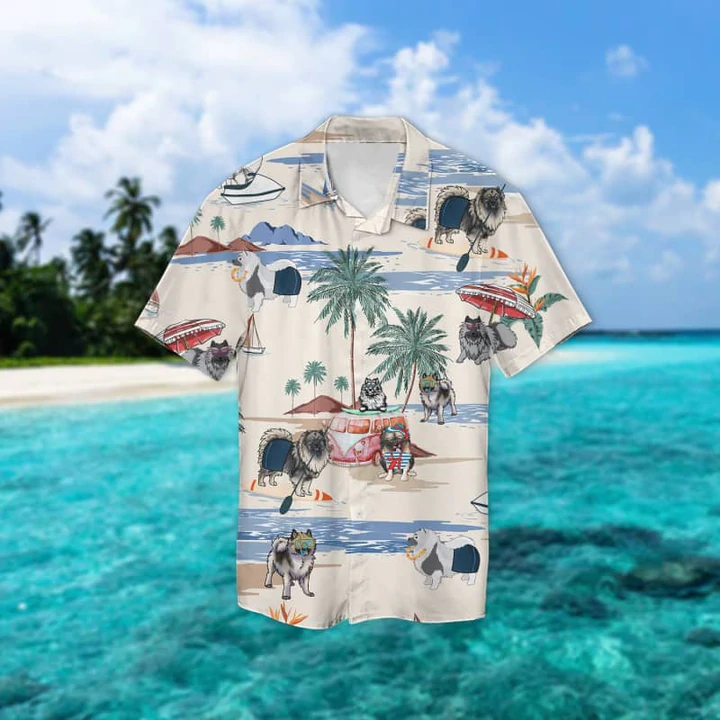 Keeshond Summer Beach Hawaiian Shirt/ Hawaiian Shirts for Men Women Short Sleeve Aloha Beach Shirt