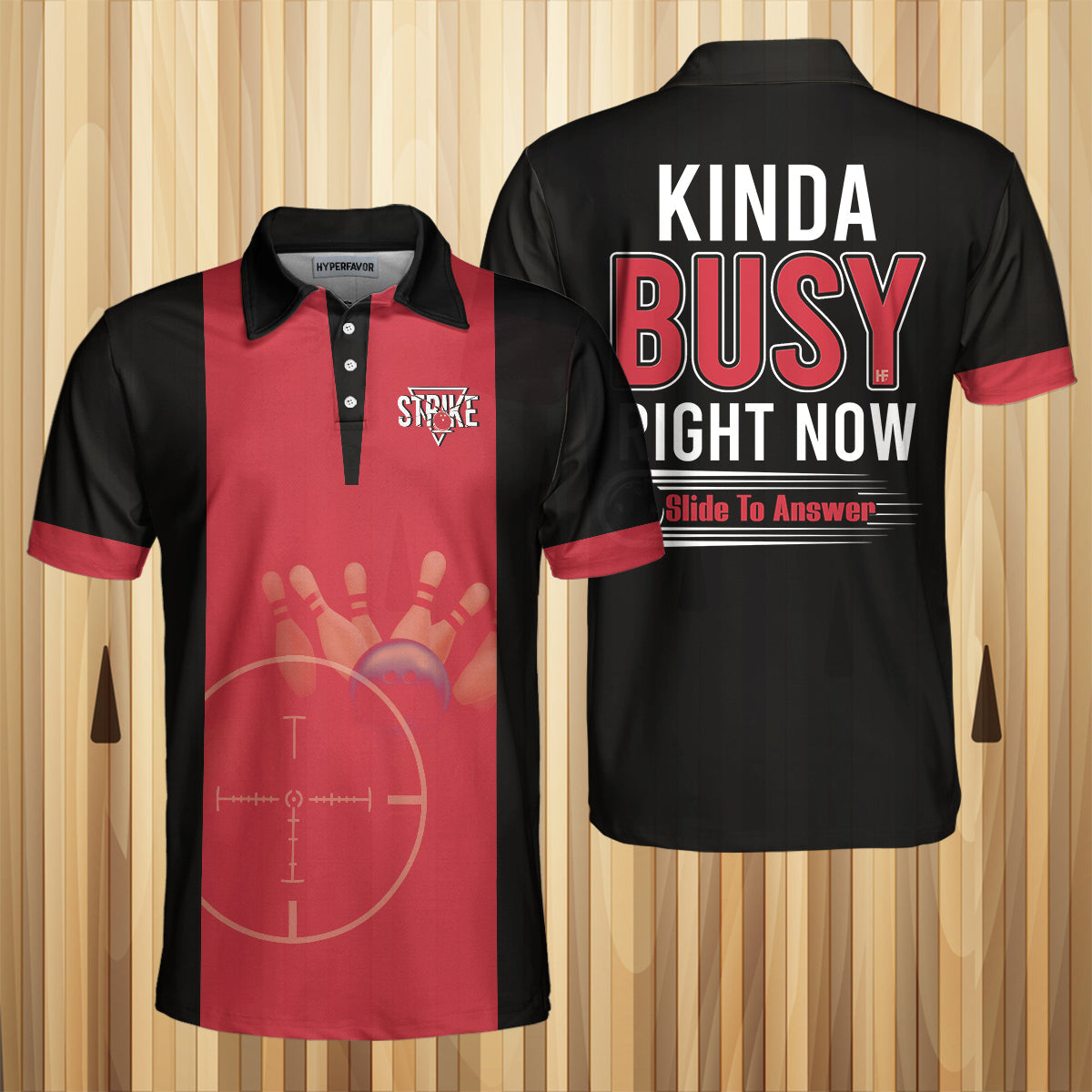 Kinda Busy Right Now Bowling Polo Shirt/ Black And Red Polo Style Bowling Shirt/ Funny Bowling Sayings Shirt Coolspod
